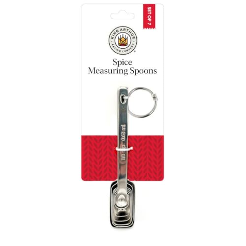 King Arthur Baking Company Spice Measuring Spoons, 18/8 Stainless Steel, 7-Piece Set, Precision Measures, For Baking And Cooking
