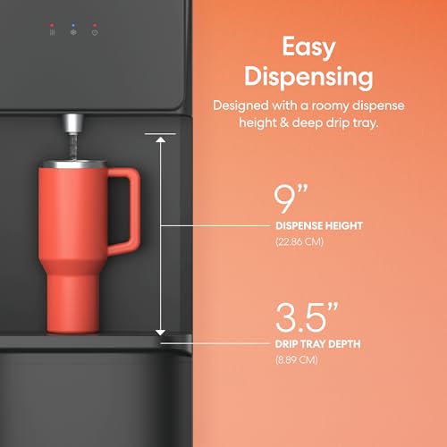 Brio 130 Series Top-Load Water Cooler Dispenser for 3- and 5-Gallon Bottles, Hot & Cold, Spill-Free Loading, Child Safety Lock, Energy Star 3.0, Black