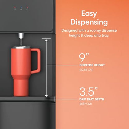 Brio 130 Series Top-Load Water Cooler Dispenser for 3- and 5-Gallon Bottles, Hot & Cold, Spill-Free Loading, Child Safety Lock, Energy Star 3.0, Black