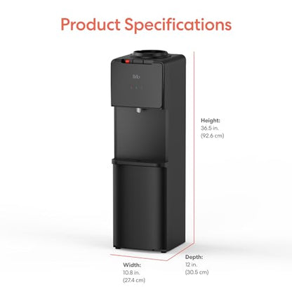 Brio 130 Series Top-Load Water Cooler Dispenser for 3- and 5-Gallon Bottles, Hot & Cold, Spill-Free Loading, Child Safety Lock, Energy Star 3.0, Black