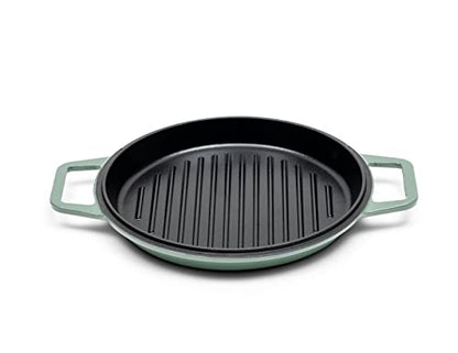 Misen 7 QT Enameled Cast Iron Dutch Oven - Chip-Resistant Enamel Coating - Thick Iron Core For Heat Retention - Large Cooking Surface - Oven Safe, Induction Compatible - Grill and Silicone Lid, Green