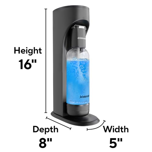 Drinkmate OmniFizz Sparkling Water Maker & Soda Streaming Machine | Carbonates Any Drink | SPECIAL BUNDLE | Includes 60L CO2 Cartridge + Two BPA-Free Bottles (Matte Black)