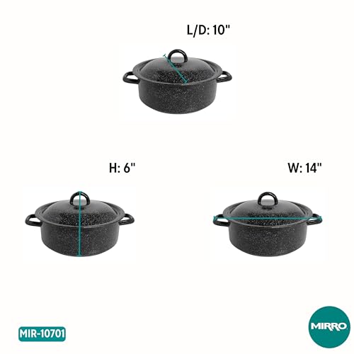 Mirro 4.5 Quart Traditional Vintage Style Black Speckled Enamel on Steel Dutch Oven with Lid, (MIR-10701)
