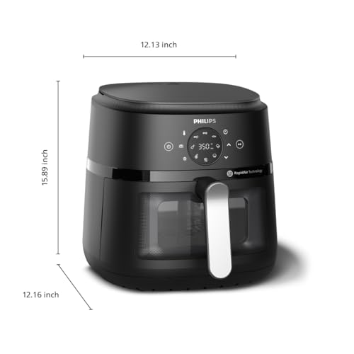 Philips Air Fryer 2000 Series - 13-in-1 functions, 6.6 Quarts, Compact Design with Cooking Window, Black, (NA231/00)