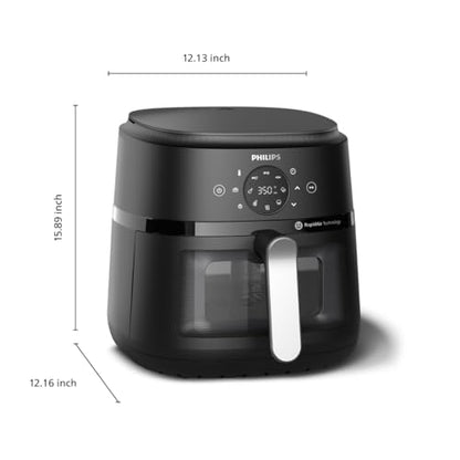 Philips Air Fryer 2000 Series - 13-in-1 functions, 6.6 Quarts, Compact Design with Cooking Window, Black, (NA231/00)