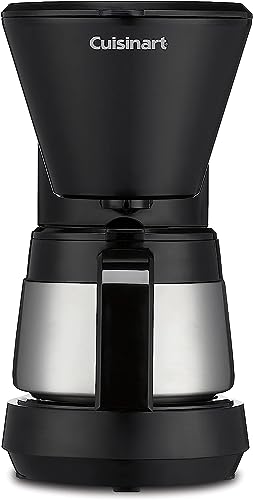 Cuisinart 5-Cup Coffee Maker with Stainless Steel Carafe, Coffee Machine with Removable Water Reservoir, Charcoal Water Filter, 30-Minute Keep Warm, and Brew Pause, DCC-5570NAS, Stainless Steel