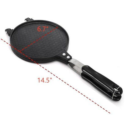 Dicunoy Waffle Cone Maker, Nonstick Ice Cream Cone Maker, 6.7" Egg Roll Crepe Pan, Camp Pancake Crispy Cone Omelet Mold for Waffle Cups, Choco Tacos, Fuel Gas Stoves Only