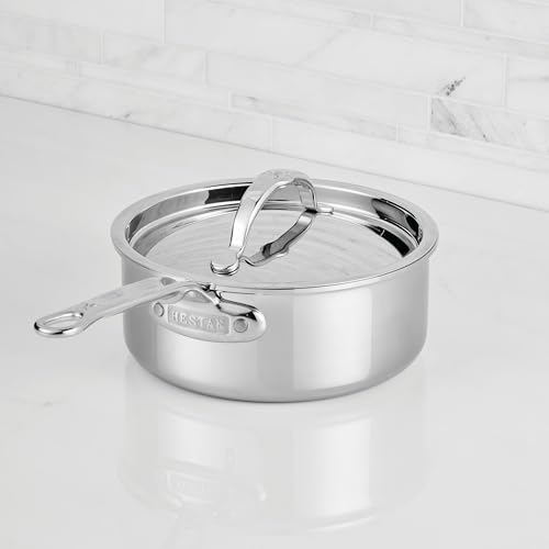 Hestan ProBond Luxe 2-Quart Saucepan with Lid, Professional Clad Stainless Steel, ProCore Tri-Ply Clad Construction, Polished Exterior, Induction & Oven Safe
