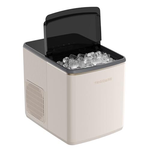 Frigidaire, Countertop Ice Maker, 26 lbs per Day – Fast Bullet Ice Making Machine with Touch Display, 9 Pieces in 7–15 Minutes, Portable Ice Machine for Home Kitchen, Office & RV, Vanilla
