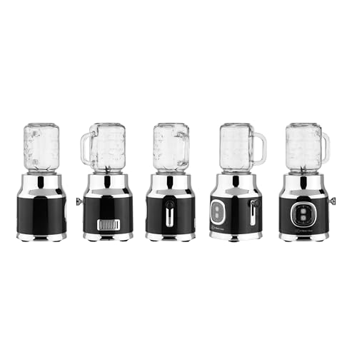 CULINARY CHEF Retro Smoothie Maker Personal Blender with Mason Jar, Perfect for Shakes and Smoothies, Countertop, Dishwasher Safe, BPA-Free, High Power 300W, Black
