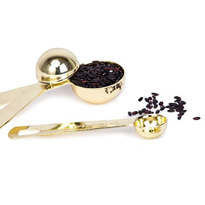Gold Measuring Spoons, Heavy Duty 18/8 Stainless Steel Measuring Set of 6 Piece: 1/8 tsp, 1/4 tsp, 1/2 tsp, 1 tsp, 1/2 tbsp & 1 tbsp Measuring Liquid and Dry Ingredients for Cooking Baking Gift Set
