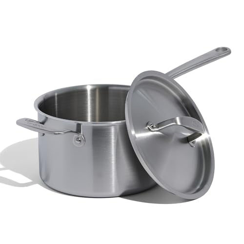 Made In Cookware | 4 Quart Stainless Steel Saucepan with Lid | 5 Ply Stainless Clad Sauce Pan | Professional Cookware | Crafted in Italy | Induction Compatible