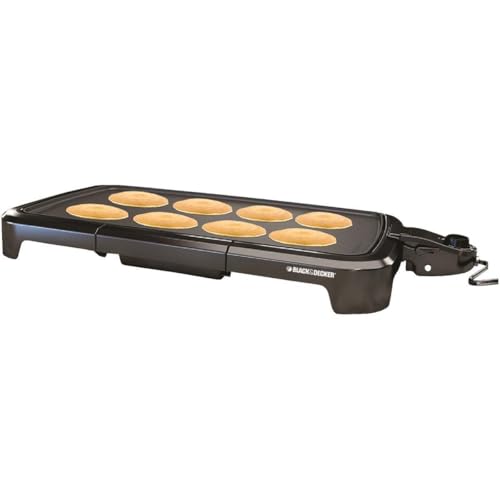 BLACK+DECKER 8-Serving Electric Griddle, GD2051B, Non-Stick Cooking Surface, Warming Tray, Removable Drip Tray, Family Sized