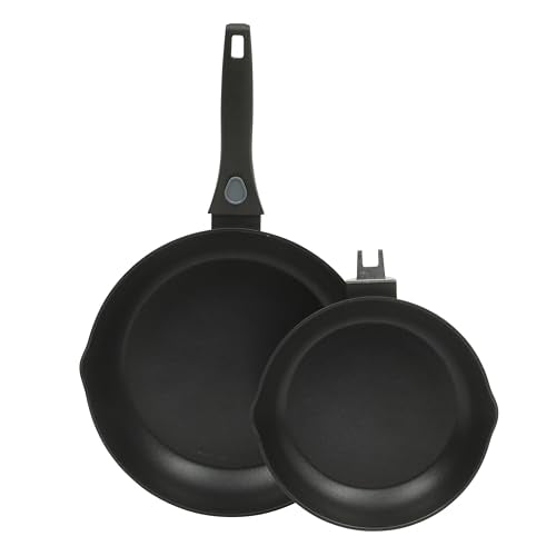 Oster SmartHandle 2-Piece Fry Pan Set, 11-Inch & 9-Inch Nonstick Skillets with Removable Handle – Oven & Dishwasher Safe, Space-Saving Cookware