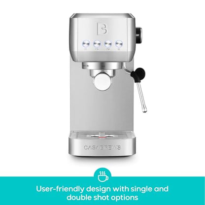 CASABREWS 3700 Essential Espresso Machine 20 Bar, Stainless Steel Cappuccino & Latte Coffee Maker with Steam Frother for Home, 43.9oz Water Tank, Silver