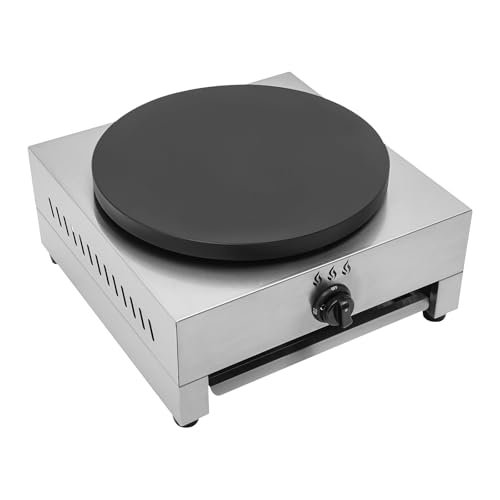 Commercial Crepe Maker Machine 16 inch Gas Pancake Cooker Crepe Pan Quesadilla Maker with Low Pressure Valve and Gas Hose