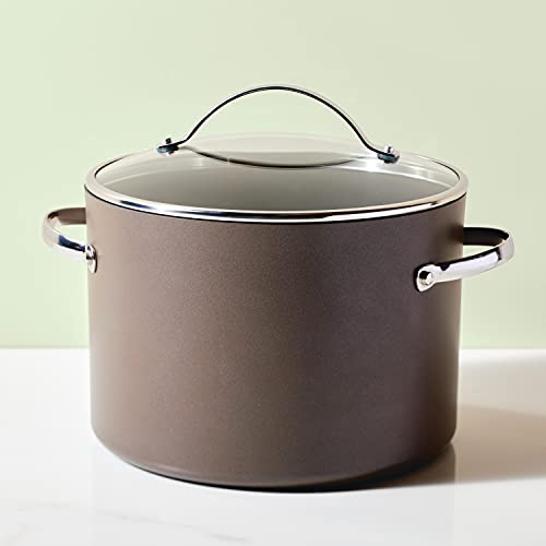 Ayesha Curry Kitchenware Professional Hard Anodized Nonstick Stock Pot/Stockpot with Lid, 10 Quart, Charcoal