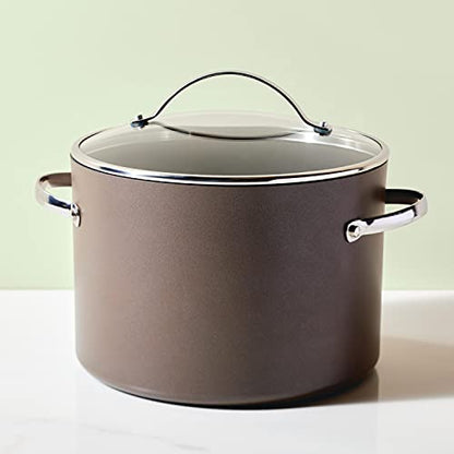 Ayesha Curry Kitchenware Professional Hard Anodized Nonstick Stock Pot/Stockpot with Lid, 10 Quart, Charcoal