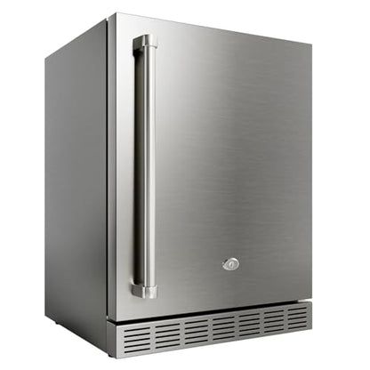 cureder 24 Inch Outdoor Refrigerator, Built-in Stainless Steel Beverage Beer Cooler Under Counter Fridge, Indoor/Outdoor Refrigerator with 3 Shelves for Patio Kitchen and Commercial Use