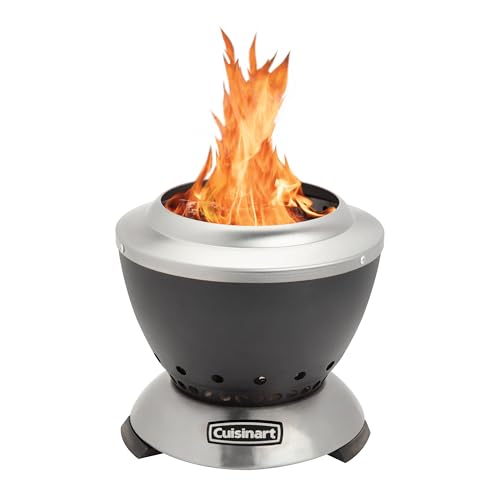 Cuisinart Cleanburn Smokeless Tabletop Fire Pit, 7.5” Lightweight Portable Smokeless Fire Pit with Removable Base for Ash & Carry Bag, Small Outdoor Heater for Patio, Camping & RV, Portable Heater