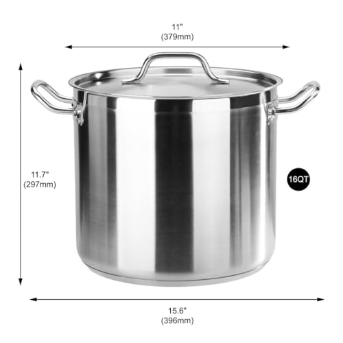 New Star Foodservice 16 Qt Stainless Steel Stock Pot with Cover, 18/8 Stainless Steel