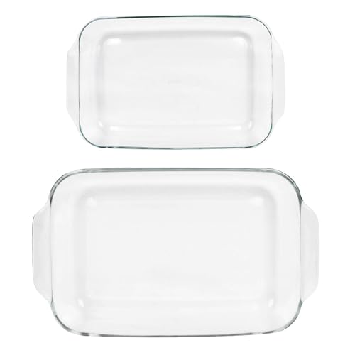 Pyrex Clear Glass Casserole Baking Dishes Set – 233 (3-Qt) and 232 (2-Qt) Rectangular Oven Bakeware – Perfect for Casseroles, Brownies, Food Preparation and so much More - Made in the USA