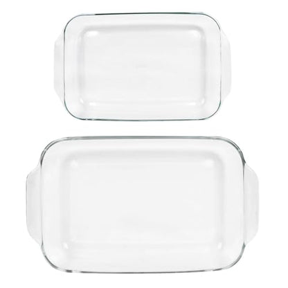 Pyrex Clear Glass Casserole Baking Dishes Set – 233 (3-Qt) and 232 (2-Qt) Rectangular Oven Bakeware – Perfect for Casseroles, Brownies, Food Preparation and so much More - Made in the USA