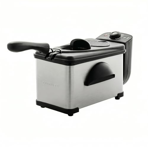OVENTE Electric Deep Fryer 2 Liter Capacity, 1500 Watt Lid with Viewing Window and Odor Filter, Adjustable Temperature, Removable Frying Basket and Easy to Clean Stainless Steel Body, Silver FDM2201BR