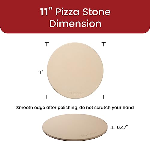 K ROCKSHEAT Small Pizza Stone Round for Grill and Oven, 11 Inch Cordierite Grill Pizza Stones, Food Grade Baking Stone for Oven 11"