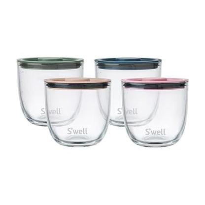 S'well 16oz Glass Prep Bowl Set of 4 For Easy Meal Prep, Vintage Pastels, Made From Durable Tempered Glass