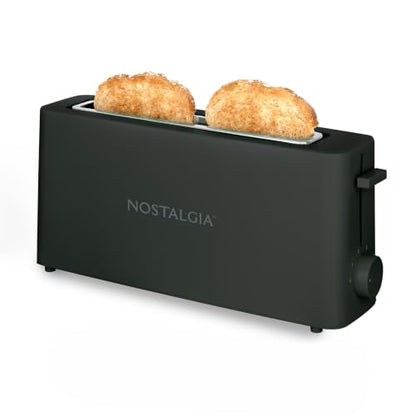 Nostalgia Slim 2-Slice Toaster – Wide Slot – Space-Saving Design – Adjustable Browning Dial – 10-inch Long Slot Fits 2 Slices of Bread or Bagel Halves – Drop-down Crumb Tray – Blackberry