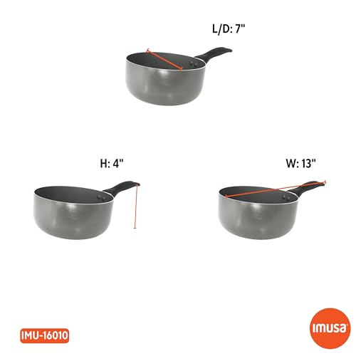 IMUSA Gray Ceramic Saucepan 2.0 Qt Nonstick with Cool-Touch Handle, Small Pot for Sauces, Soups, Stews and More