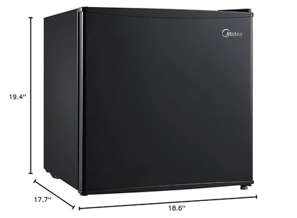 Midea WHS-65LB1 Mini Fridge, 1.6 Cu.ft Energy Star Certified Mini Refrigerator, Adjustable Thermostat, Reversible Door, Low Noise for Dorm, Office, Bedroom, Black