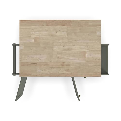 Homestyles Mobile Kitchen Island Cart with Wood Top and Dropleaf Breakfast Bar, 18" D x 53.5" W x 36" H, Green