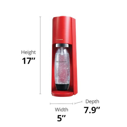SodaStream Terra Sparkling Water Maker Bundle (Red), with CO2, Dishwasher Safe Bottles, and Bubly Drops Flavors