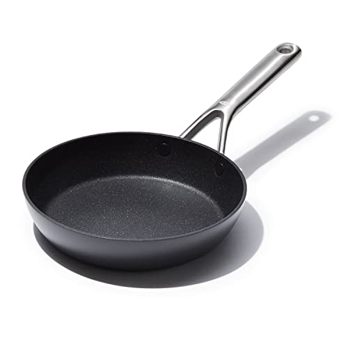 OXO Professional 8" Frying Pan Skillet, Hard Anodized Ceramic Nonstick Cookware PFAS-Free, Induction Suitable, Stainless Steel Handle, Diamond Reinforced Coating, Dishwasher Safe, Oven Safe, Black