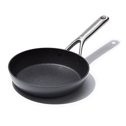 OXO Professional 8" Frying Pan Skillet, Hard Anodized Ceramic Nonstick Cookware PFAS-Free, Induction Suitable, Stainless Steel Handle, Diamond Reinforced Coating, Dishwasher Safe, Oven Safe, Black