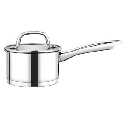 P&P CHEF 1 Quart Saucepan with Lid Set, Stainless Steel Small Cooking Pot Induction Sauce Pan for Pasta Soup, Ergonomic Handle & Tri-ply Base, Dishwasher Safe, 1 Pan