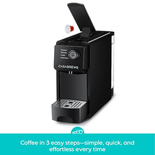 CASABREWS CM7036E Espresso Machine for Nespresso Original Pods, 20 Bar Compact Capsule Coffee Machine with 21 oz Removable Water Tank and 4 Brewing Modes, Mini Espresso Maker for Home or Office, Black