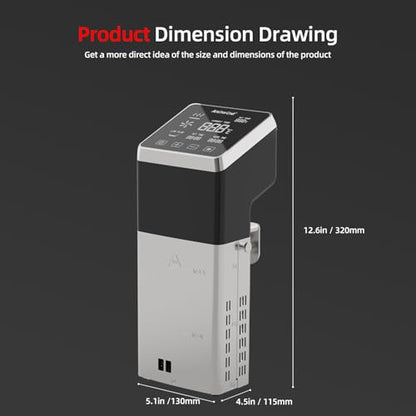 Anchorchef 1400W Sous Vide Cooker, Precision Immersion Circulators with large Touchscreen Accurate Temperature Timer (silver)