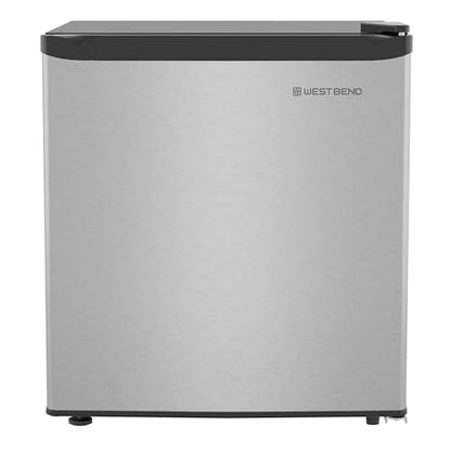 West Bend Mini Fridge Compact Refrigerator for Home Office or Dorm, Auto Defrost with Reversible Door, Energy Star Rated, 1.6-Cu.Ft., Stainless Steel
