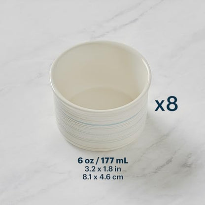 Pyrex 8-Piece, 6oz Ceramic Ramekin Bakeware Set, Nonstick Souffle Oven Pans, Bakers, For Baking, Roasting, Steaming