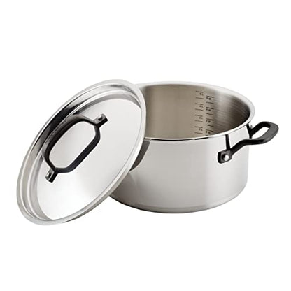 KitchenAid 5-Ply Clad Polished Stainless Steel Stock Pot/Stockpot with Lid, 6 Quart - Stainless Steel