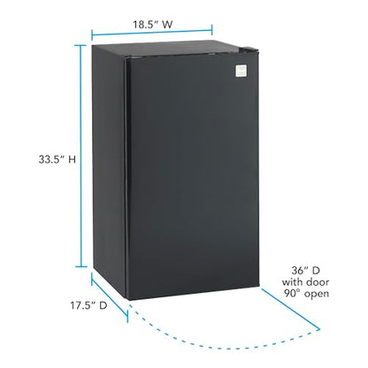 Avanti 3.3 Cu. Ft. Mini Fridge Compact Refrigerator with Adjustable Temperature, Removable Shelves, Chiller Compartment wiith Flush-Back Design, 3.3 cu.ft., Black