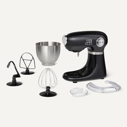 Amazon Basics Tilt-Head Stand Mixer with 5.3Qt Bowl, Dough Hook, Beater and Whisk, 12 Speeds, 350W, Black