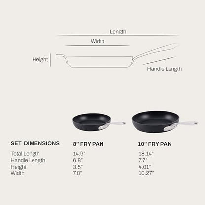 All-Clad HA1 Expert Hard Anodized Nonstick Fry Pan 2 Piece Set, 8" & 10" Induction, Oven Safe 500F, Kitchen Frying Pans, Skillets, Ergonomic Handle, Premium Cookware, Dishwasher Safe, Black