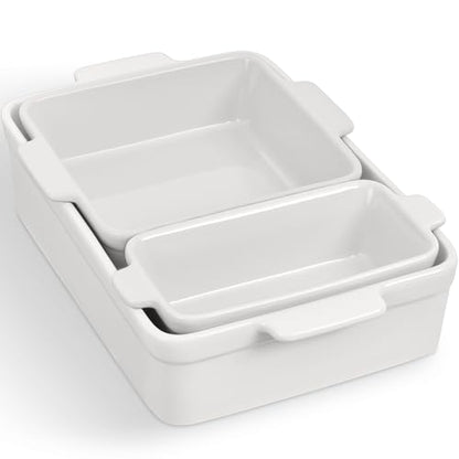 Best Choice Products 3-Piece Ceramic Bakeware Set, Stoneware Baking Dishes, Porcelain Casserole Bakeware Dishes, Serving Dishes - 9x12 Casserole, Loaf Pan, 8x8 Baking Dish - Vanilla Buttercream