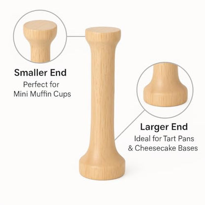 Mrs. Anderson’s Baking Dual-Sided Pastry Dough Tart Tamper, Hardwood, 6-Inches