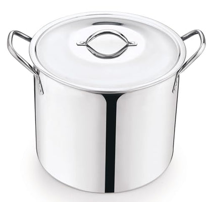 12-Qt Stainless Steel Stock Pot with Metal Lid, Heavy Duty Large Soup Pot for Canning, Seafood Boil, Pasta