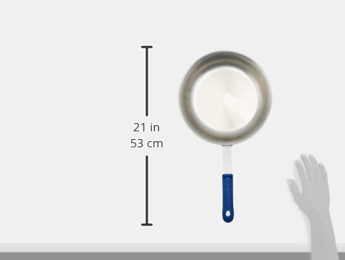 Vollrath 4010 10" Wear-Ever Fry Pan | Skillet with EverTite Rivets and Blue Silicone Cool Handle Grip for Restaurant Cafeteria Diner | 10.50"W x 17.91"D x 3.80"H, Natural Finish, Aluminum Alloy, NSF